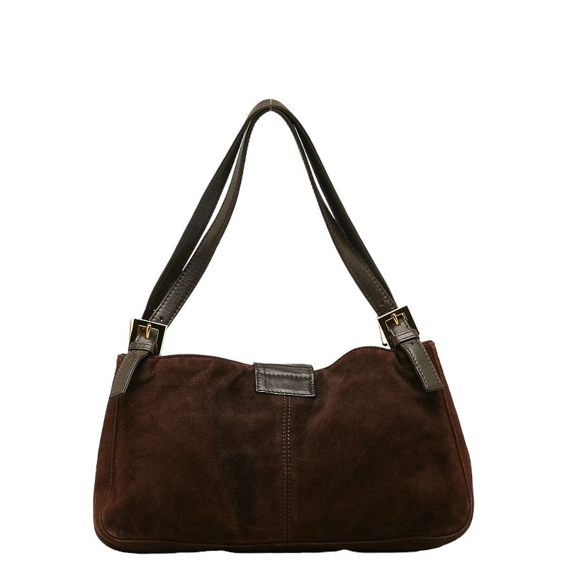 FENDI Mamma Bucket Handbag in Suede Leather Brown