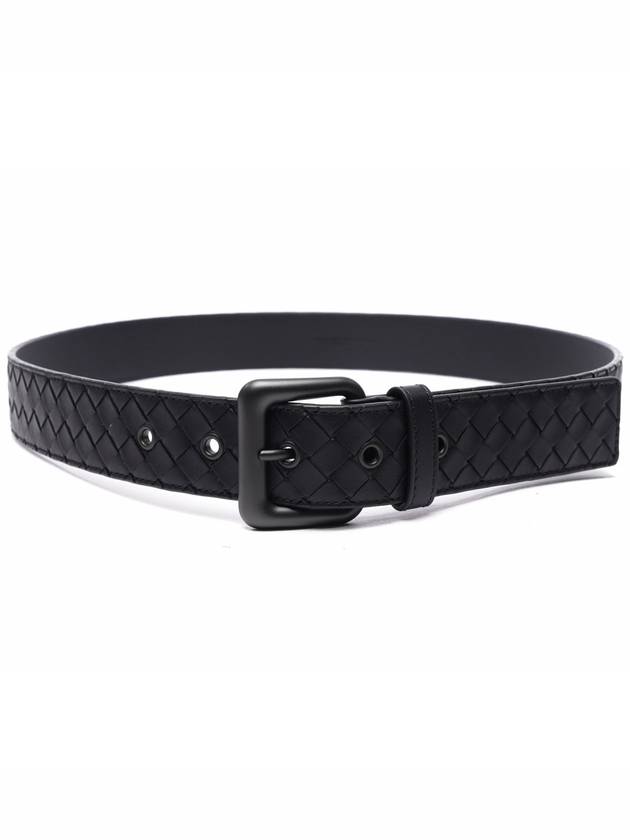 Bottega Veneta Intrecciato Leather Belt Black