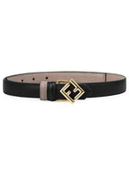 Fendi Diamond Reversible Leather Belt Black Beige