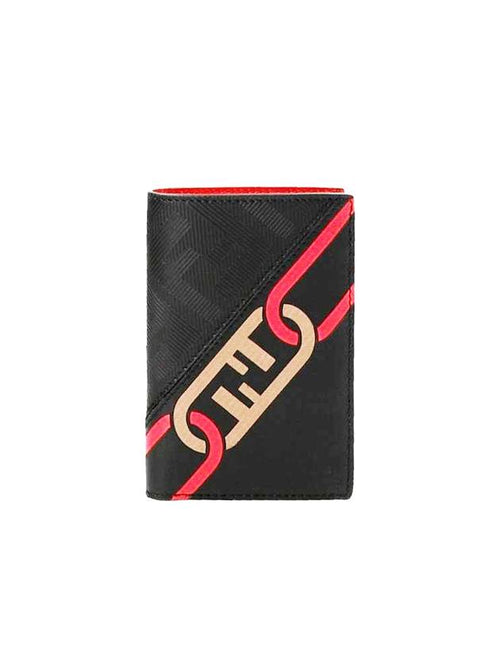 Fendi Vertical Leather Half Wallet Black