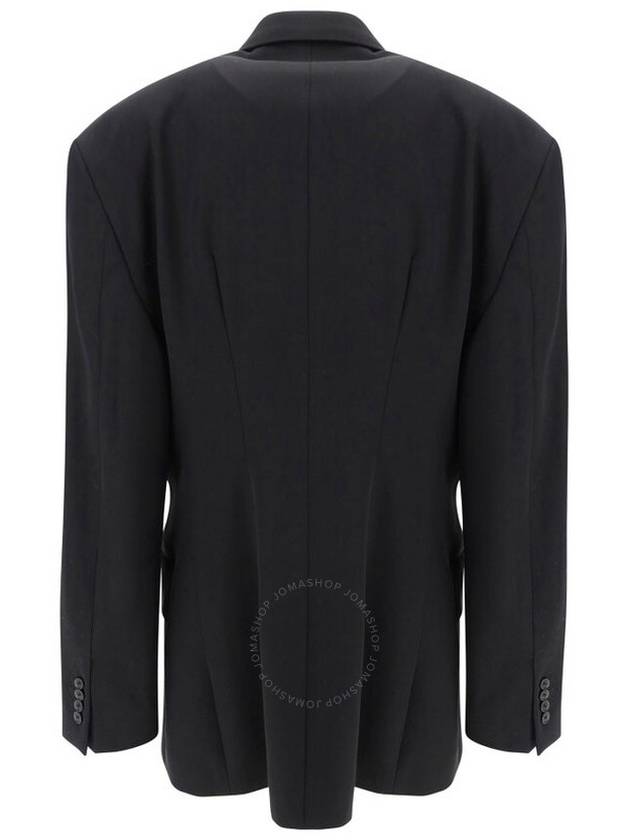Balenciaga Cinched Double Breasted Wool Jacket Black