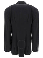 Balenciaga Cinched Double Breasted Wool Jacket Black