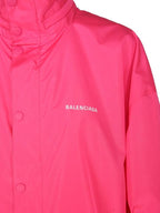 Balenciaga logo oversized taffeta raincoat pink