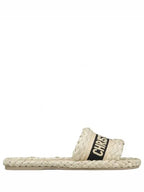 Women's Dway Embroidered Cotton Raffia Slippers Beige Dior
