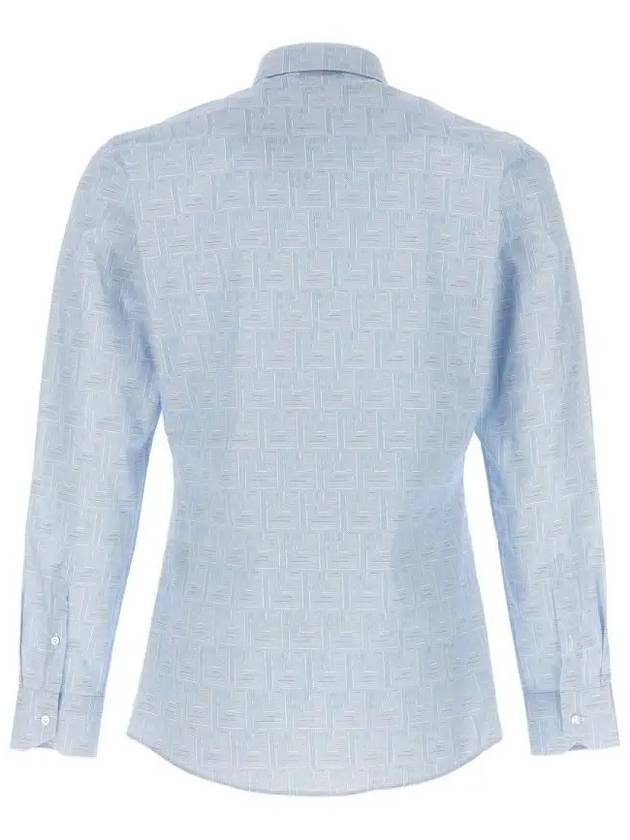 Fendi Shadow Cotton Long Sleeve Shirt Light Blue
