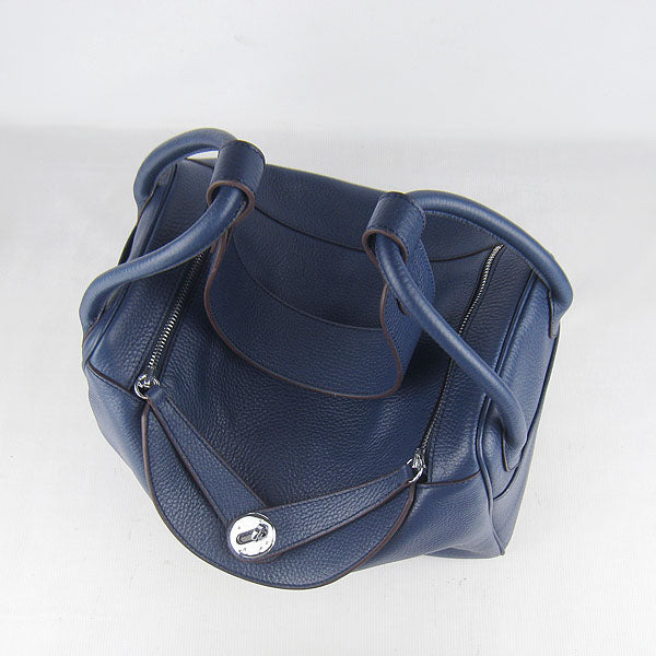 Hermes Lindy 34cm handbag 6208 dark blue Silver