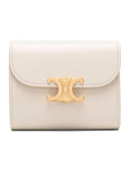 CELINE Triomphe Small Shiny Calfskin Bicycle Wallet Pale Beige