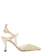 Fendi Colibri Light Mesh Slingback Heels Gold