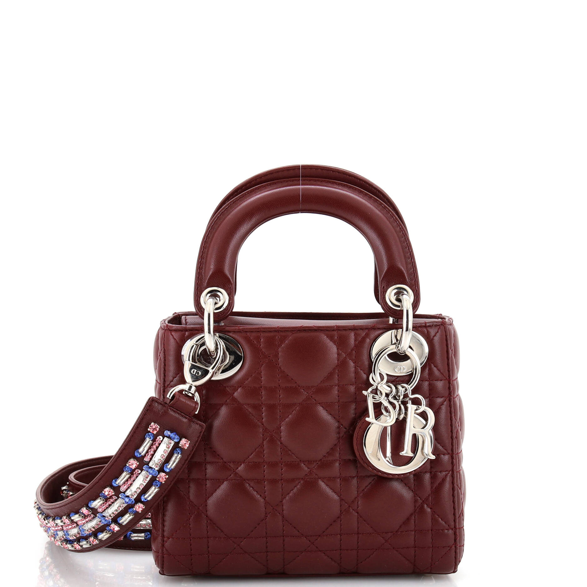Dior Lady Dior Bag Cannage Quilt Lambskin with Crystal Detail Mini