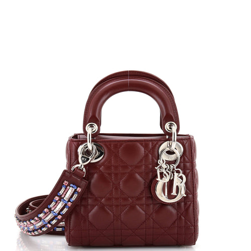 Dior Lady Dior Bag Cannage Quilt Lambskin with Crystal Detail Mini