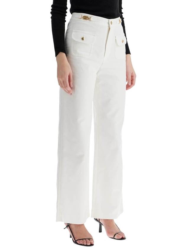 CELINE Gourmettes Cotton Straight Pants White