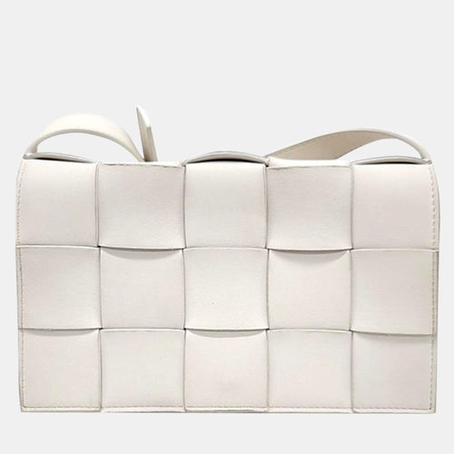 Bottega Veneta White Leather Cassette Shoulder Bag