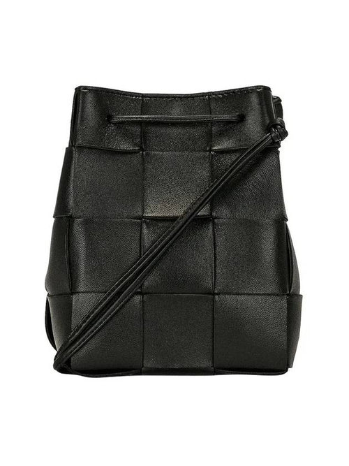 Bottega Veneta Intrecciato Cassette Small Bucket Bag Black