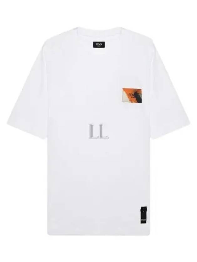 Fendi Logo Label Patch Short Sleeve T-Shirt White