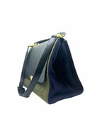 CELINE Black & Grey Wool Leather Handbag