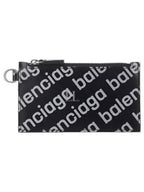 Balenciaga All Over Logo Neck Strap Card Wallet Black