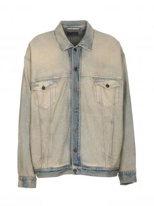 Balenciaga Oversized Washed Denim Jacket Blue
