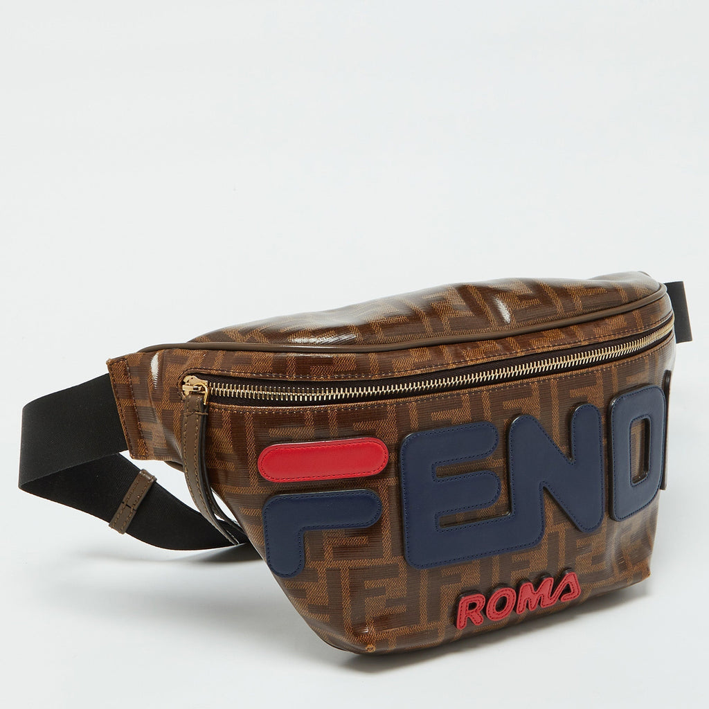 Fendi X Fila Brown Zucca Coated Canvas Mania Belt Bag