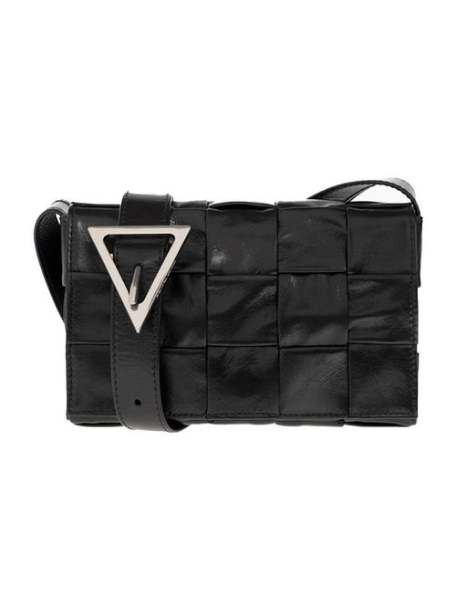 Bottega Veneta Cassette Intrecciato Small Leather Cross Bag Black
