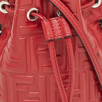 Fendi Red Zucca Leather Mini Mon Tresor Drawstring Bucket Bag