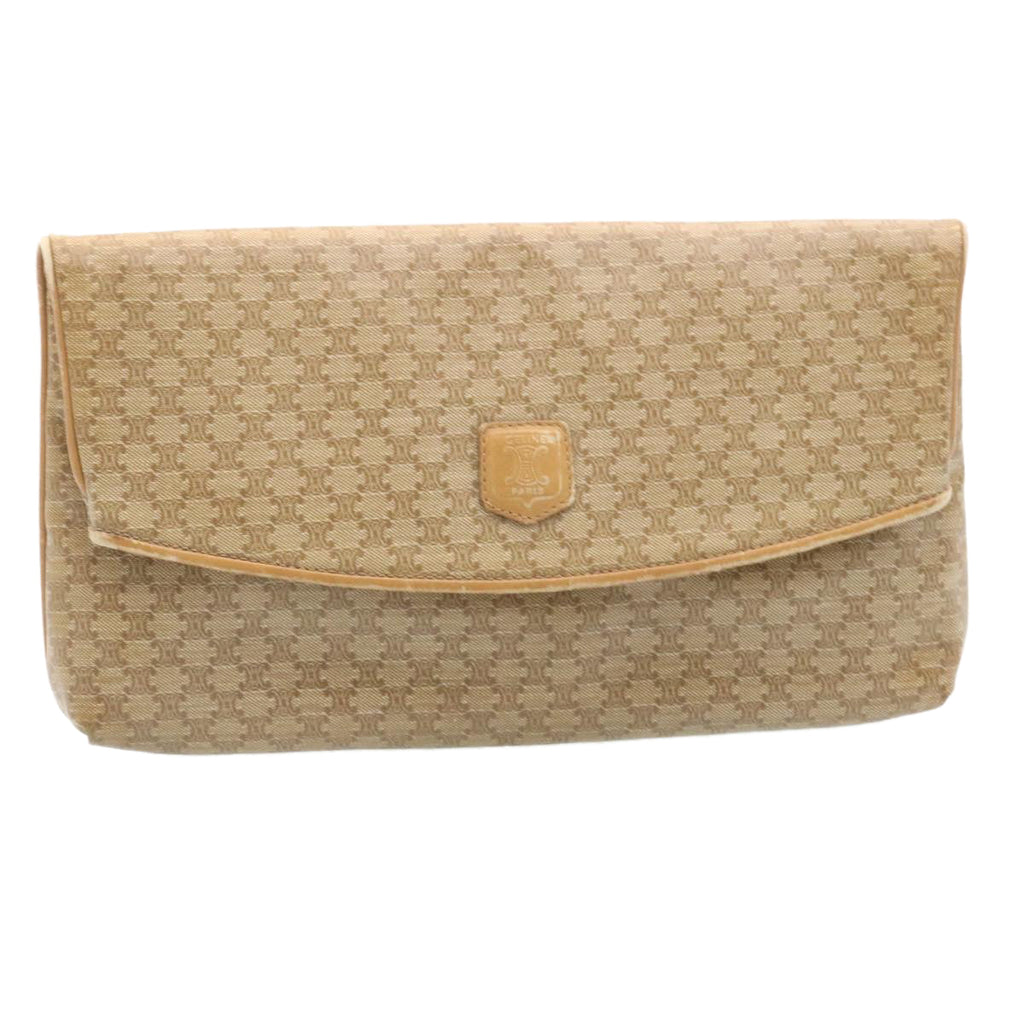 CELINE Macadam Canvas Clutch Bag PVC Leather Beige  28359