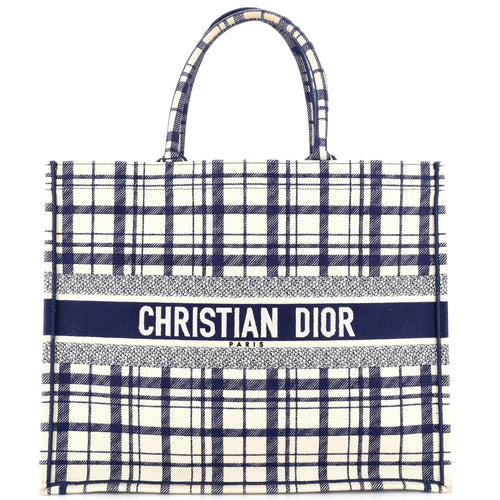 Dior Book Tote Tartan Check Canvas Large