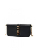 Fendi Graphy Chain Leather Long Wallet Black