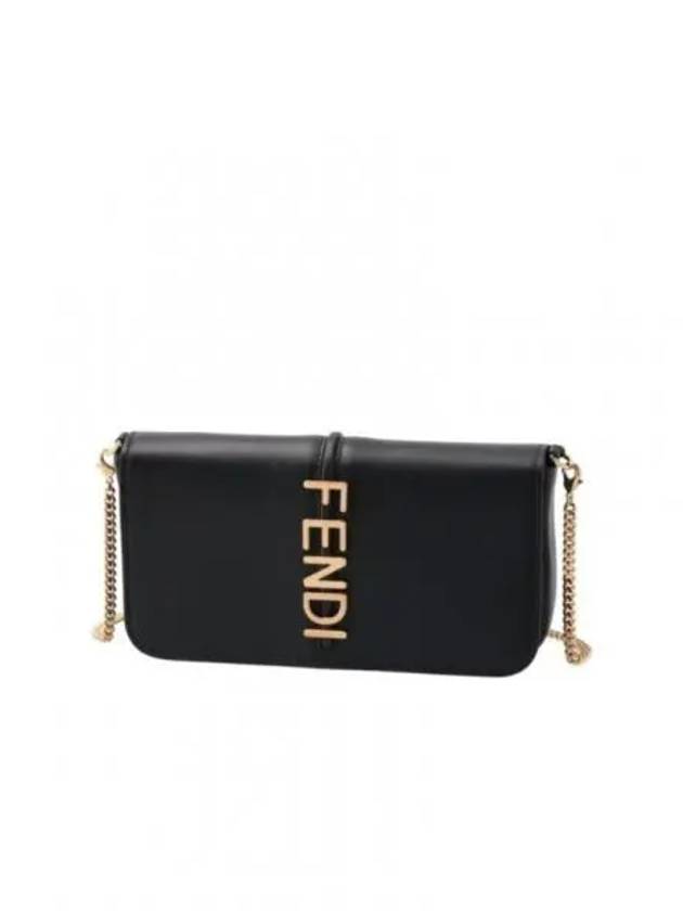 Fendi Graphy Chain Leather Long Wallet Black