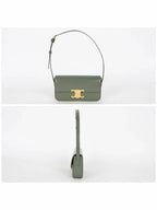 CELINE Claude Shiny Calfskin Shoulder Bag Laurel
