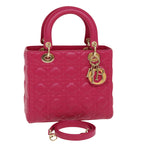 CHRISTIAN DIOR Lady Dior Hand Bag Lamb Skin 2way Pink  28644
