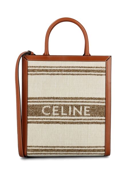 Celine Women's Cabas Striped Raffia Tote Bag in Tobacco | 192082EZ5