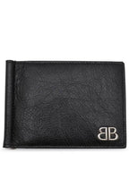 Balenciaga Logo Money Clip Half Wallet Black
