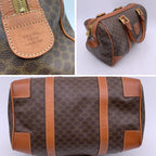 CELINE Vintage Brown Macadam Canvas Boston Bag Duffel Duffle