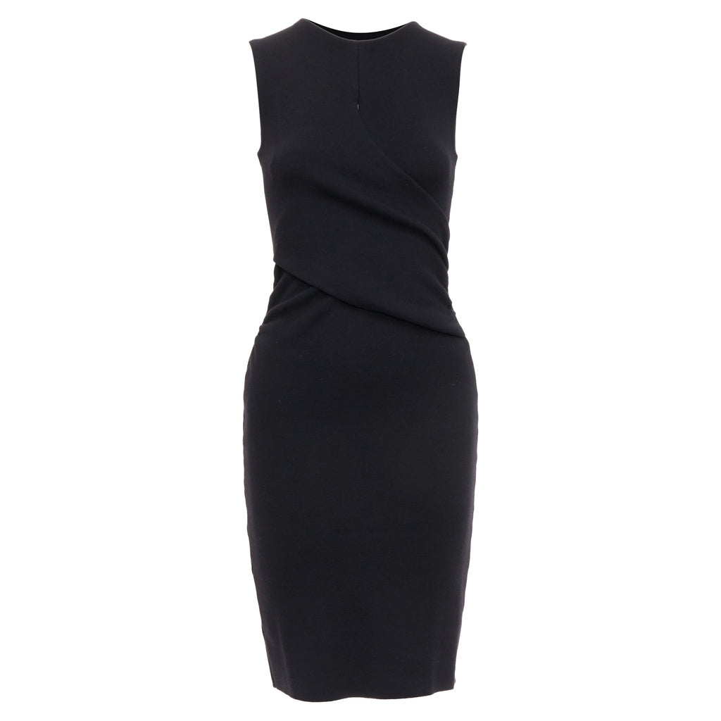 Christian Dior Wool Wrap Ruched Waist Sheath Dress