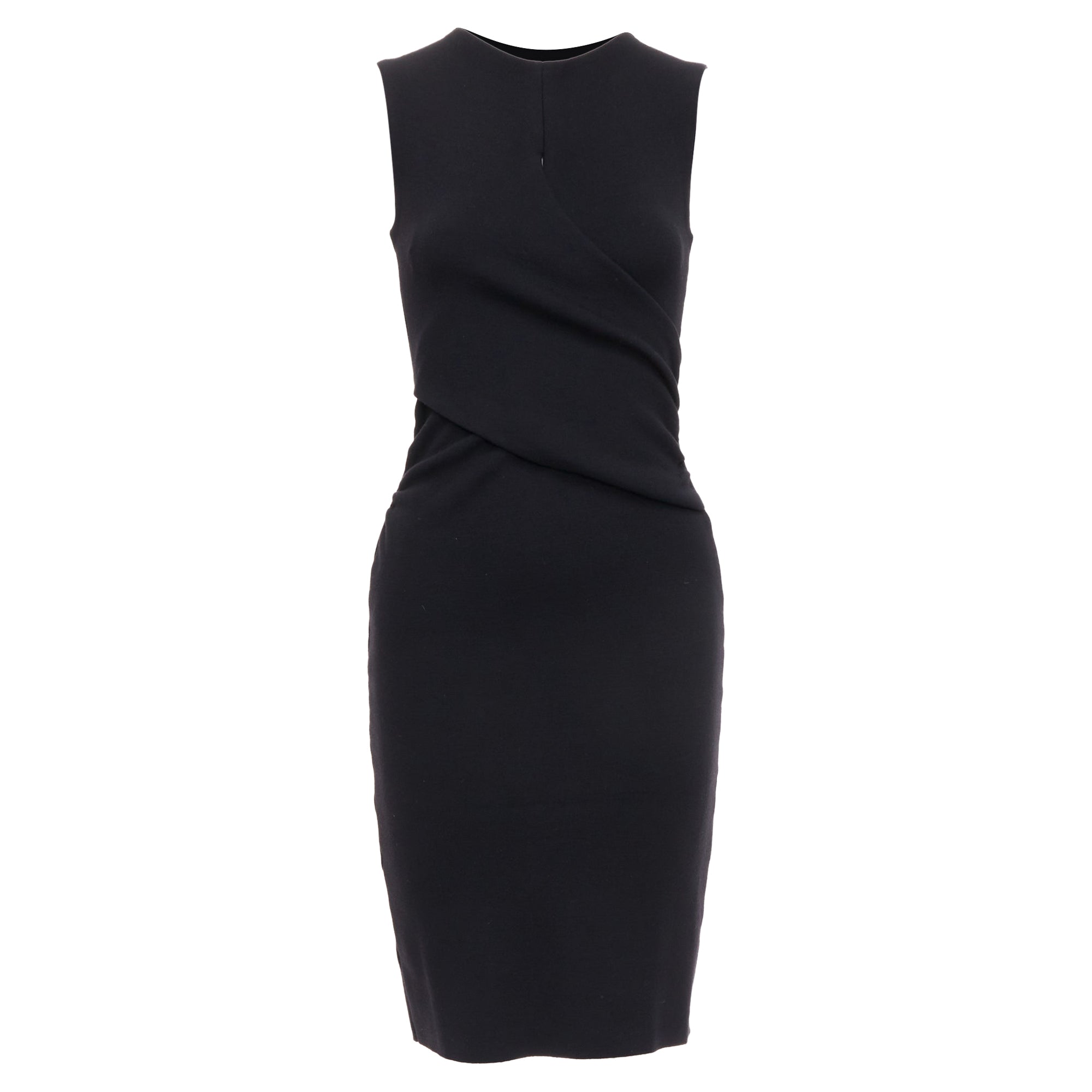 Christian Dior Wool Wrap Ruched Waist Sheath Dress