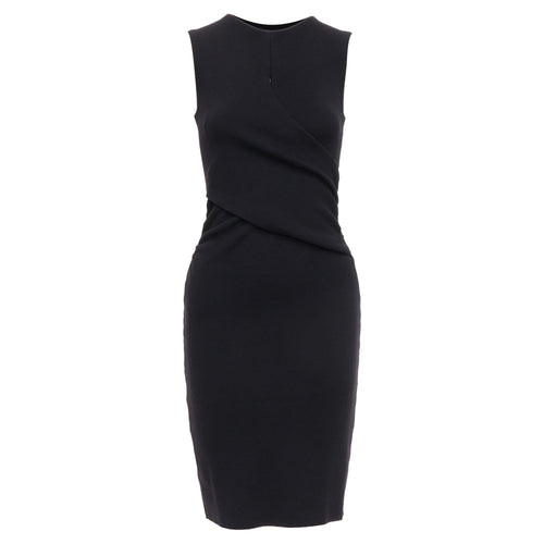 Christian Dior Wool Wrap Ruched Waist Sheath Dress