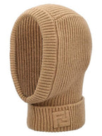 Fendi FF Logo Wool Balaclava Beige