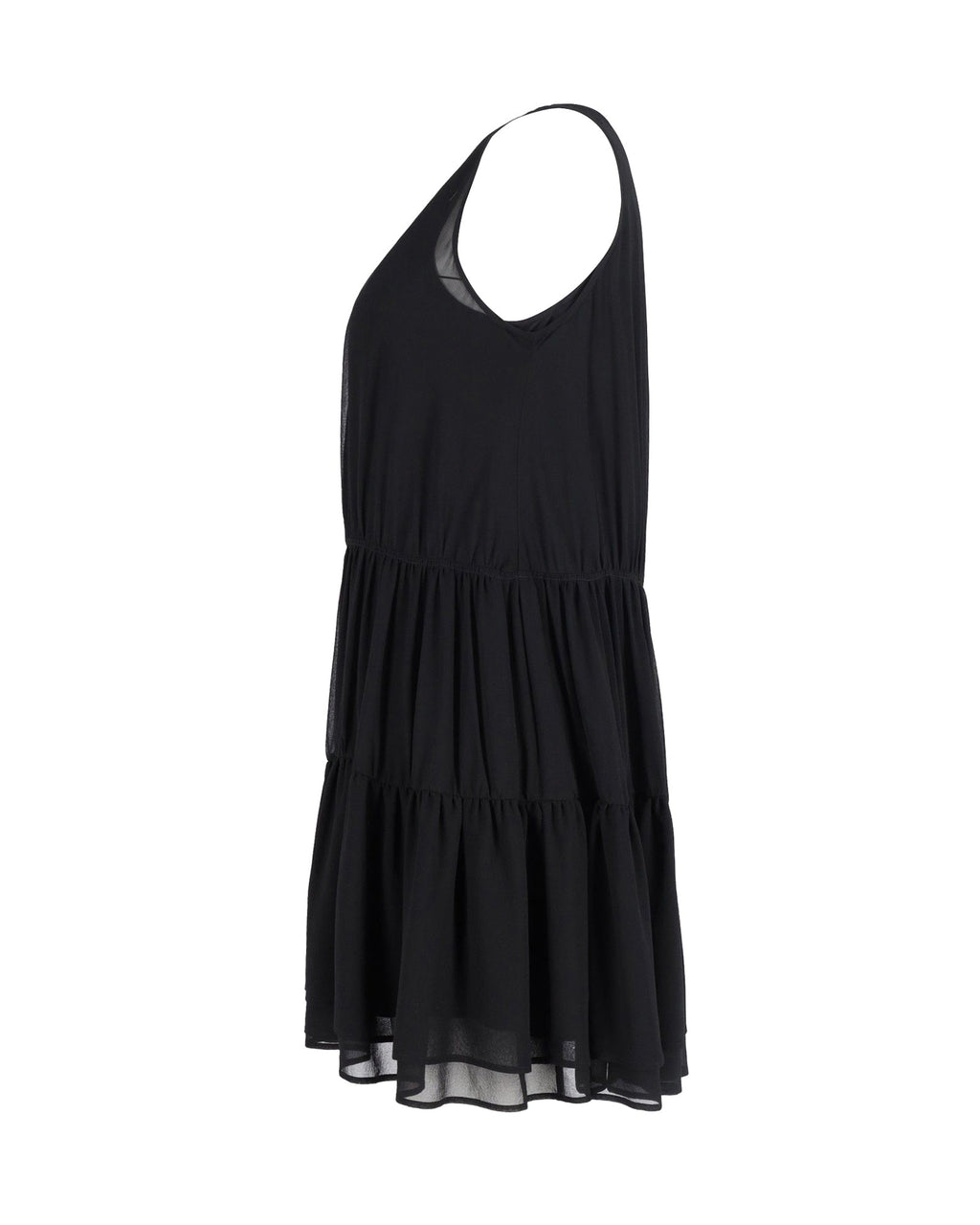 See By Chloe Sleeveless Tiered Mini Dress in Black Silk