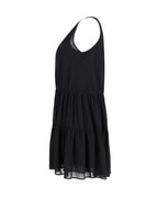 See By Chloe Sleeveless Tiered Mini Dress in Black Silk