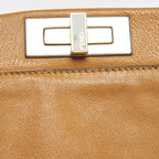 Fendi Tan Leather Large Peekaboo Top Handle Bag