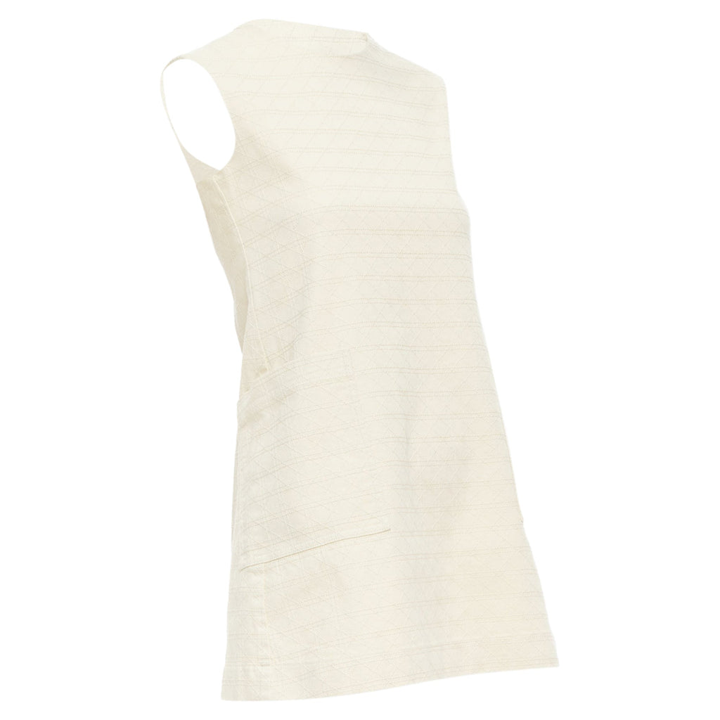 Christian Dior Kids Cotton Blend Cannage Topstitch Dress