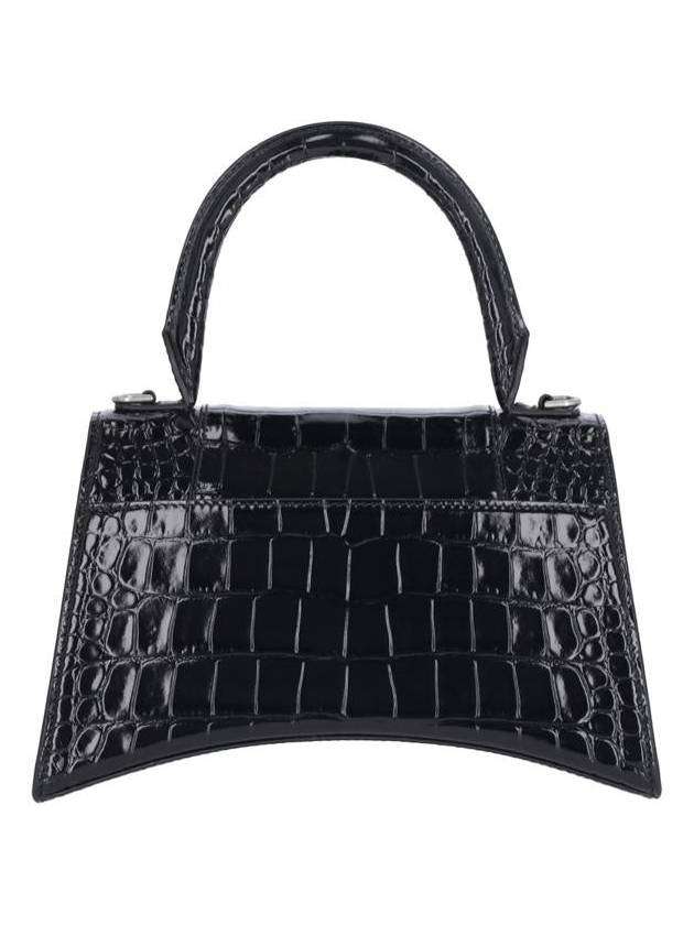 Balenciaga Hour Glass Croco Print Shoulder Bag Black
