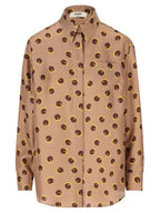 Fendi Printed Silk Twill Shirt Light Brown