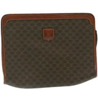 CELINE Macadam Canvas Clutch Bag PVC Leather Brown  29196