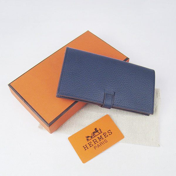 Hermes Wallet H015 Ladies Cow Leather Blue