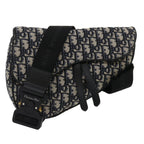 CHRISTIAN DIOR Trotter Canvas Oblique Saddle Shoulder Body Bag Blue Auth 29581A