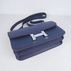 Hermes calf Leather Message Bag H020 dark blue silver