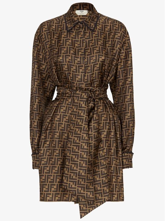 Fendi Twill Short Dress Brown