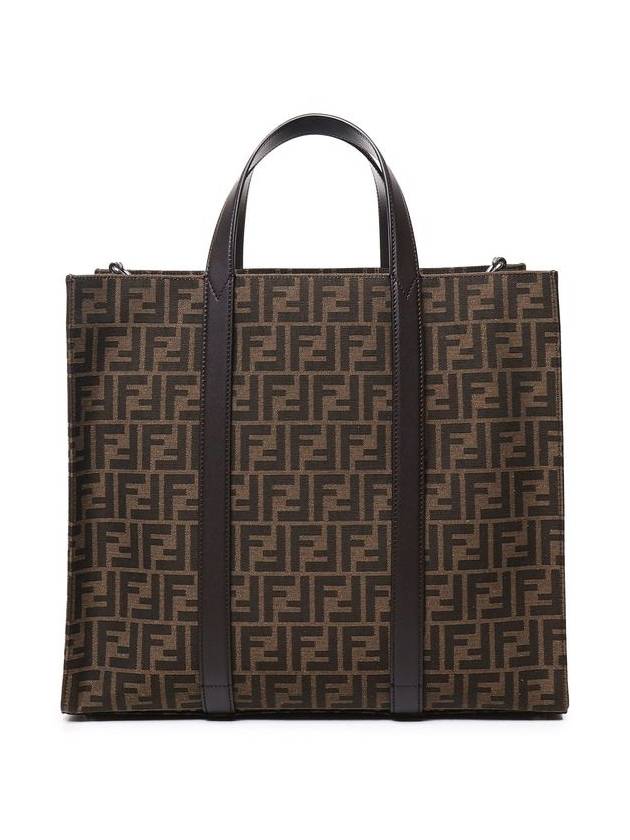 Fendi FF Jacquard Fabric Shopper Tote Bag Brown