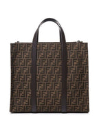 Fendi FF Jacquard Fabric Shopper Tote Bag Brown